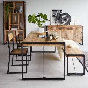 Cosmo Industrial Metal & Wood Bench