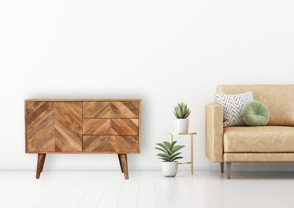 Solid Mango Wood Mixed Finished 2 Door 3 Drawer Muna Sideboard