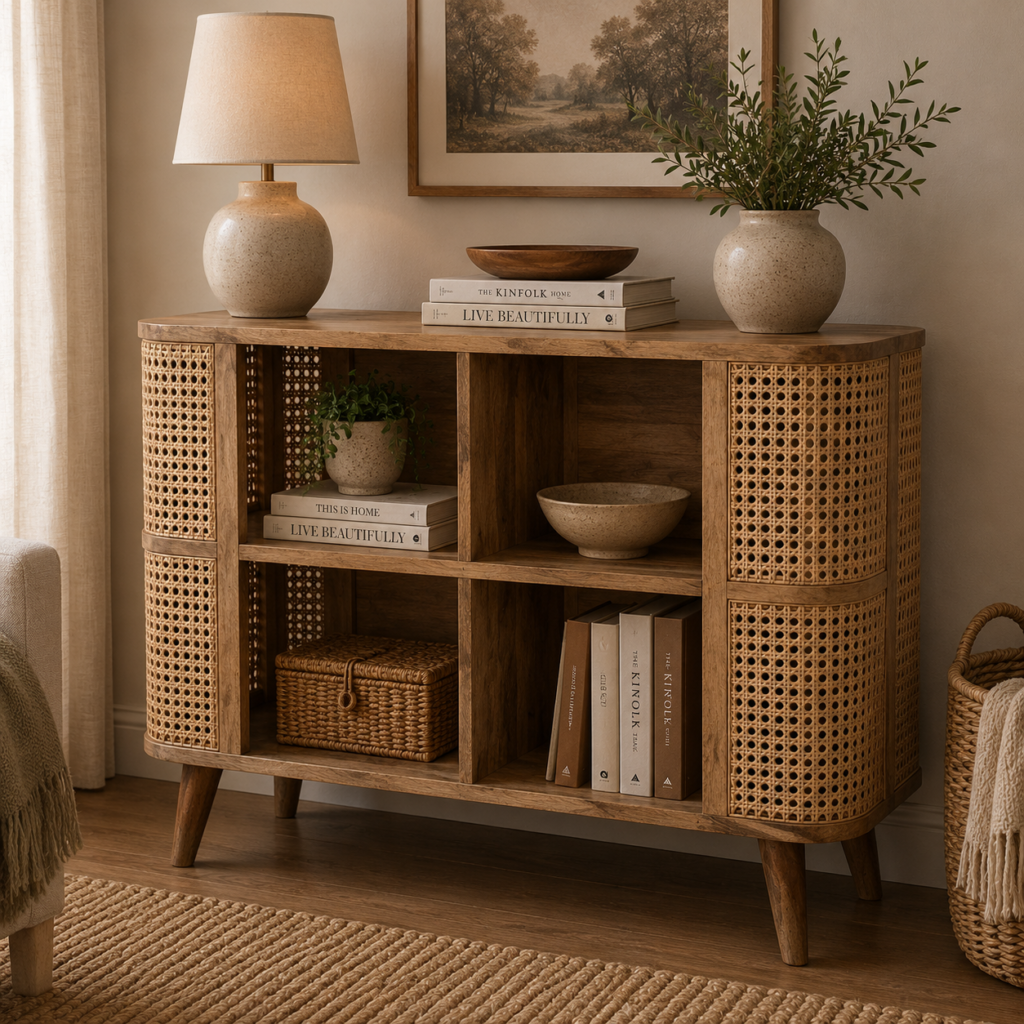 Solid Mango Wood Larissa Open Double Cabinet