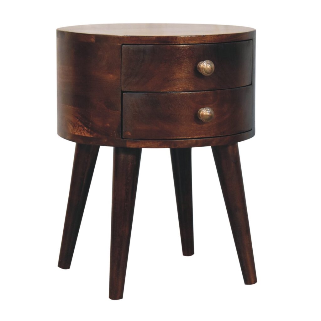 Solid Mango Wood California Walnut Finished 2 Drawer Odyssey Bedside