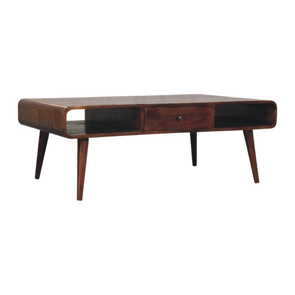 Solid Mango Wood Chestnut Finished Avora 2 Drawer Chestnut Coffee Table