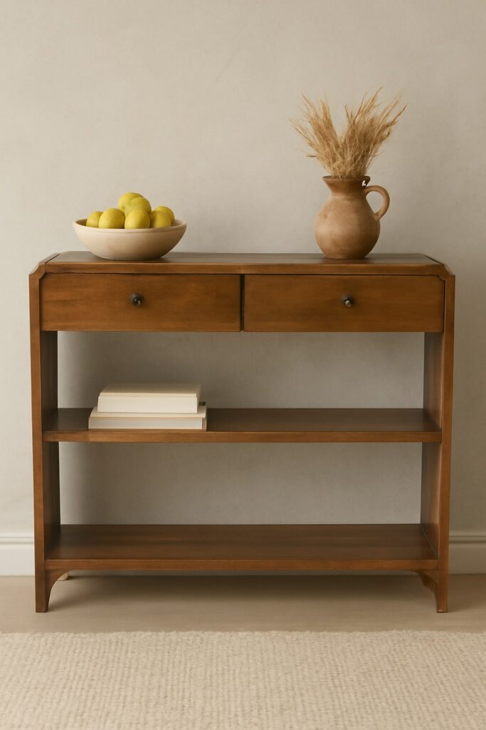 Solid Mango Wood Chestnut Finished Ellington 2 Drawer Console Table