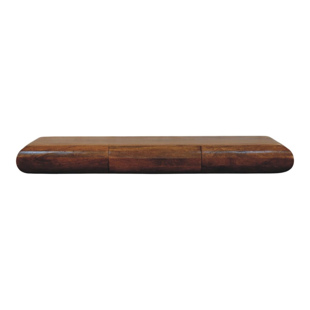 Solid Mango Wood Amber Oak Finished Solis Triple Wall-Mounted 2 Drawer Console