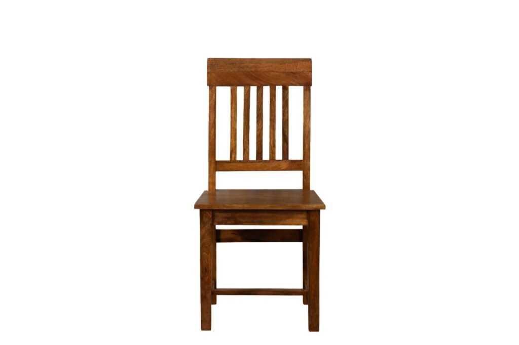Solid Mango Wood Amber Oak Finished Slatted Back Dining Chair