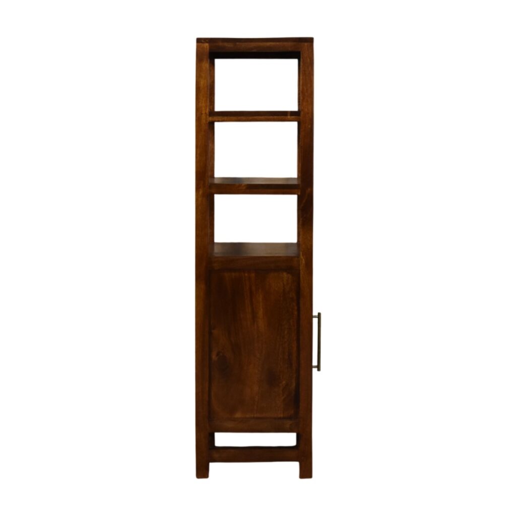 Solid Mango Wood Chestnut Finished Cane Door Display Unit
