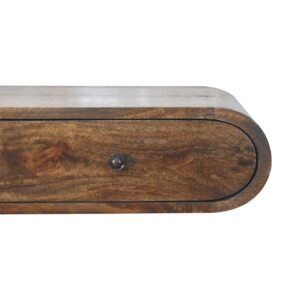 Solid Mango Wood Hand Painted Classic Grey Finished 2 Drawer Contour Floating Wall Console - Image 4