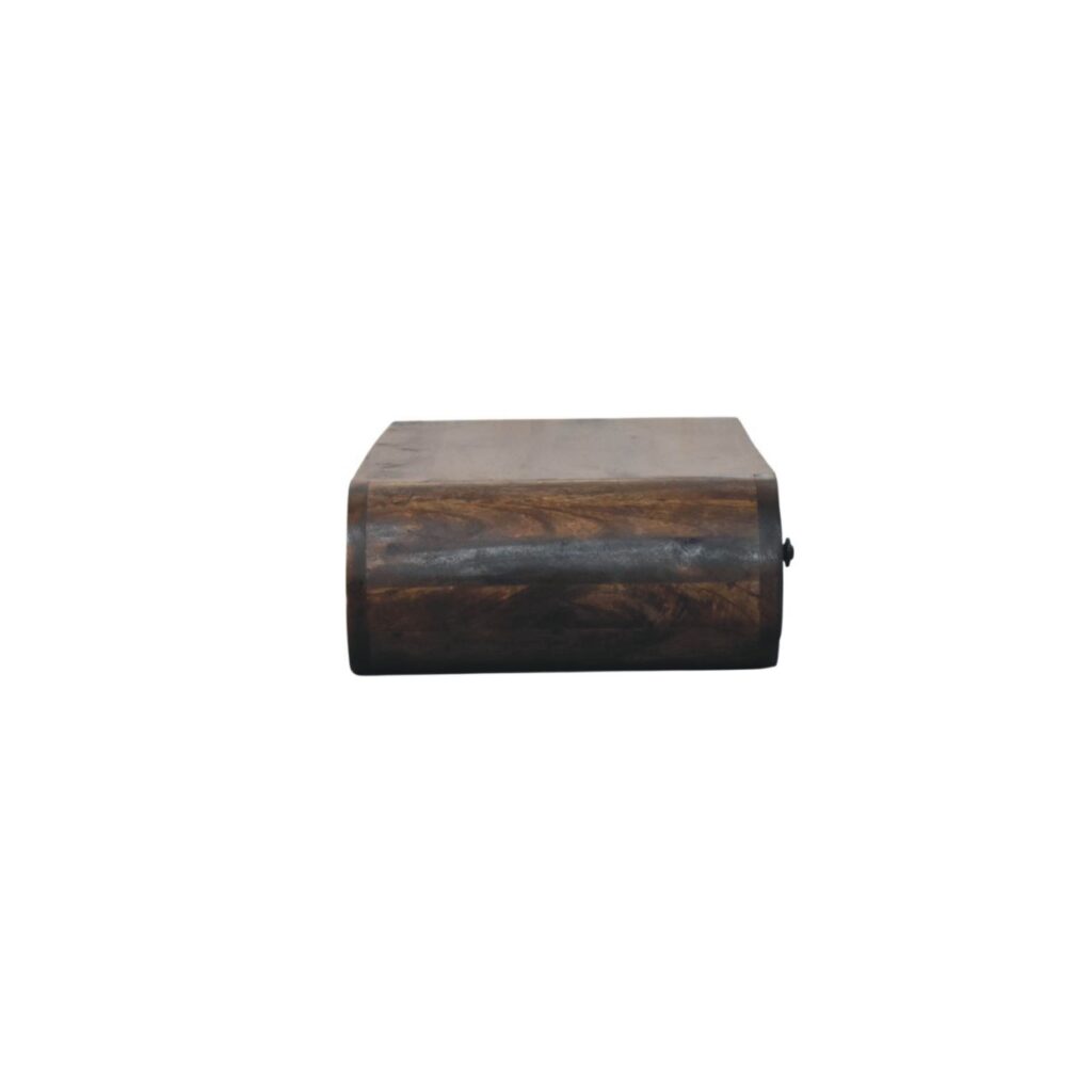 Solid Mango Wood Hand Painted Classic Grey Finished 2 Drawer Contour Floating Wall Console