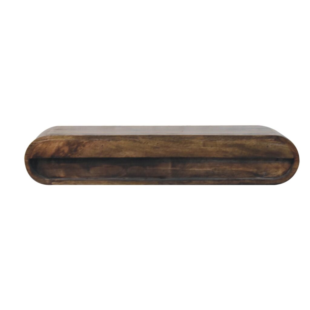 Solid Mango Wood Hand Painted Classic Grey Finished 2 Drawer Contour Floating Wall Console