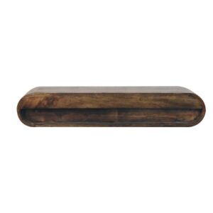 Solid Mango Wood Hand Painted Classic Grey Finished 2 Drawer Contour Floating Wall Console - Image 9
