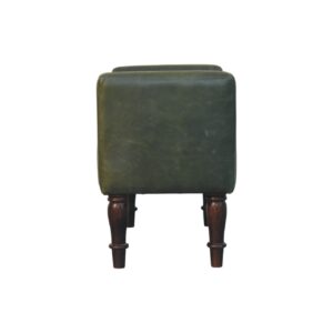 Solid Mango Wood California Walnut Finished Green Leather Bedroom Bench - Image 7