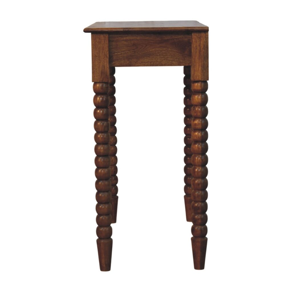 Solid Mango Wood Amber Oak Finished Spindle Leg Lift Up Mirror Dressing Table