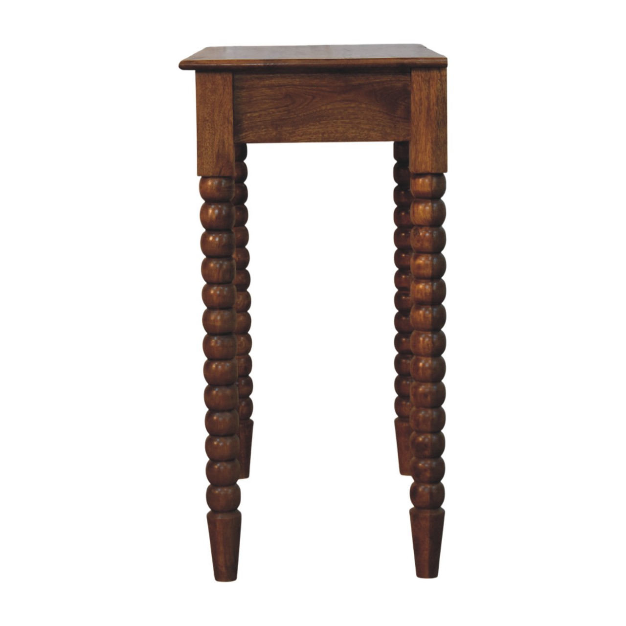 Solid Mango Wood Amber Oak Finished Spindle Leg Lift Up Mirror Dressing Table - Image 8