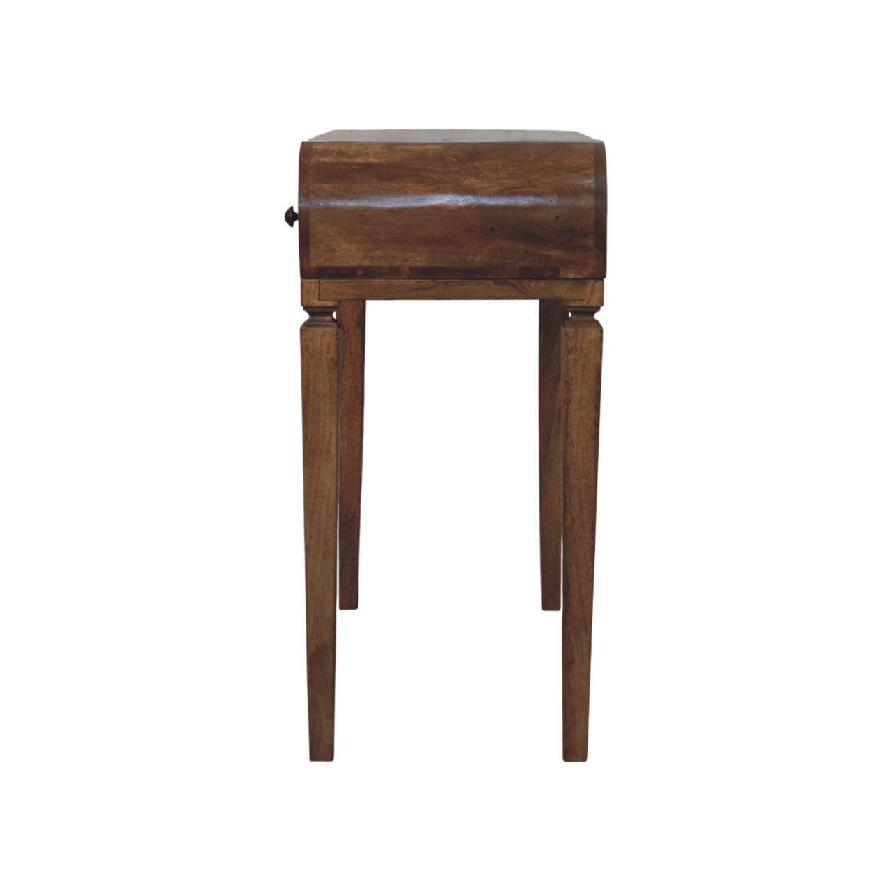 Solid Mango Wood Golden Teak Finished 3 Drawer Curved Dressing Table - Image 8