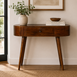 Solid Mango Wood Chestnut Finished 1 Drawer Albion Console