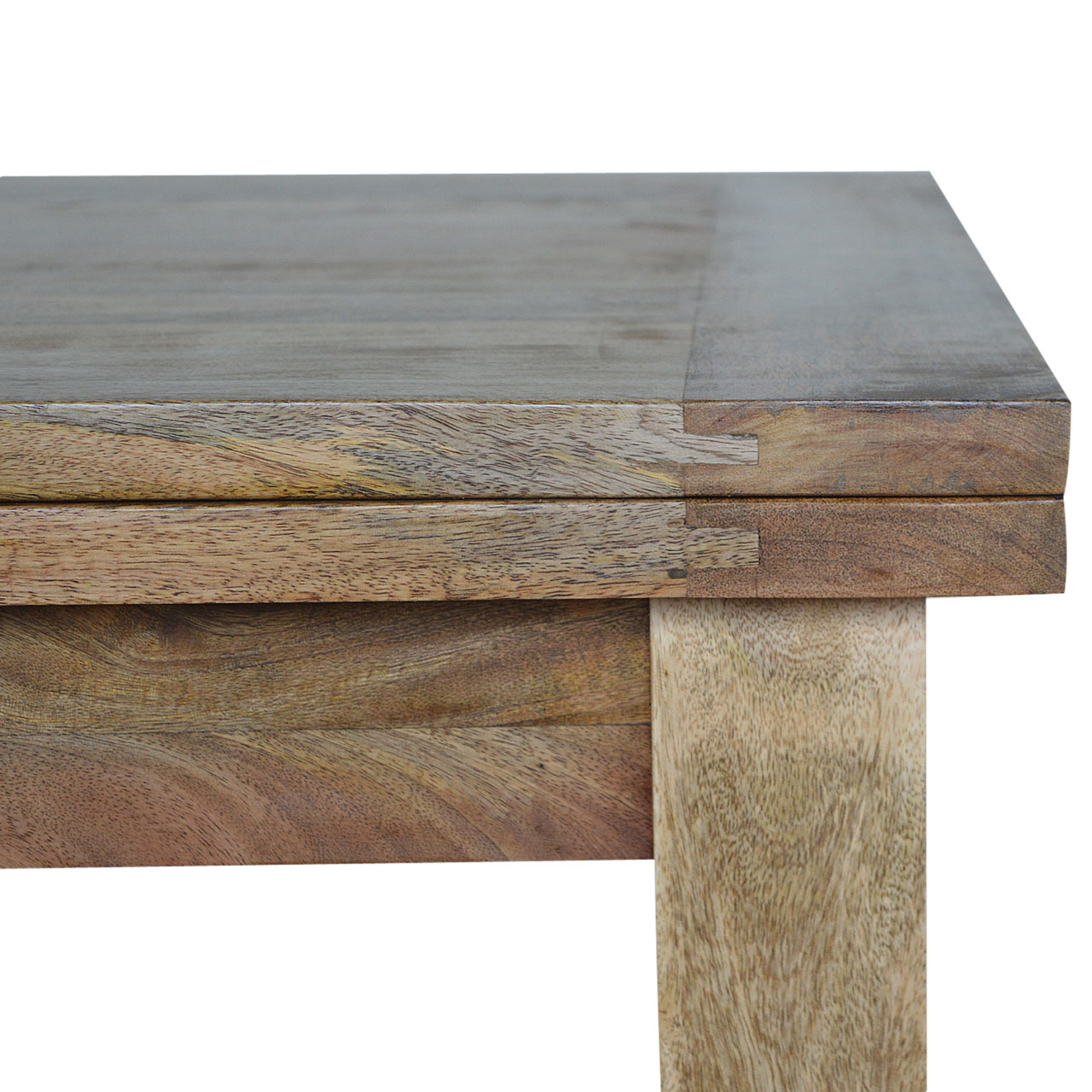 Solid Mango Wood Oak Finished Extendable Butterfly Dining Table - Image 5
