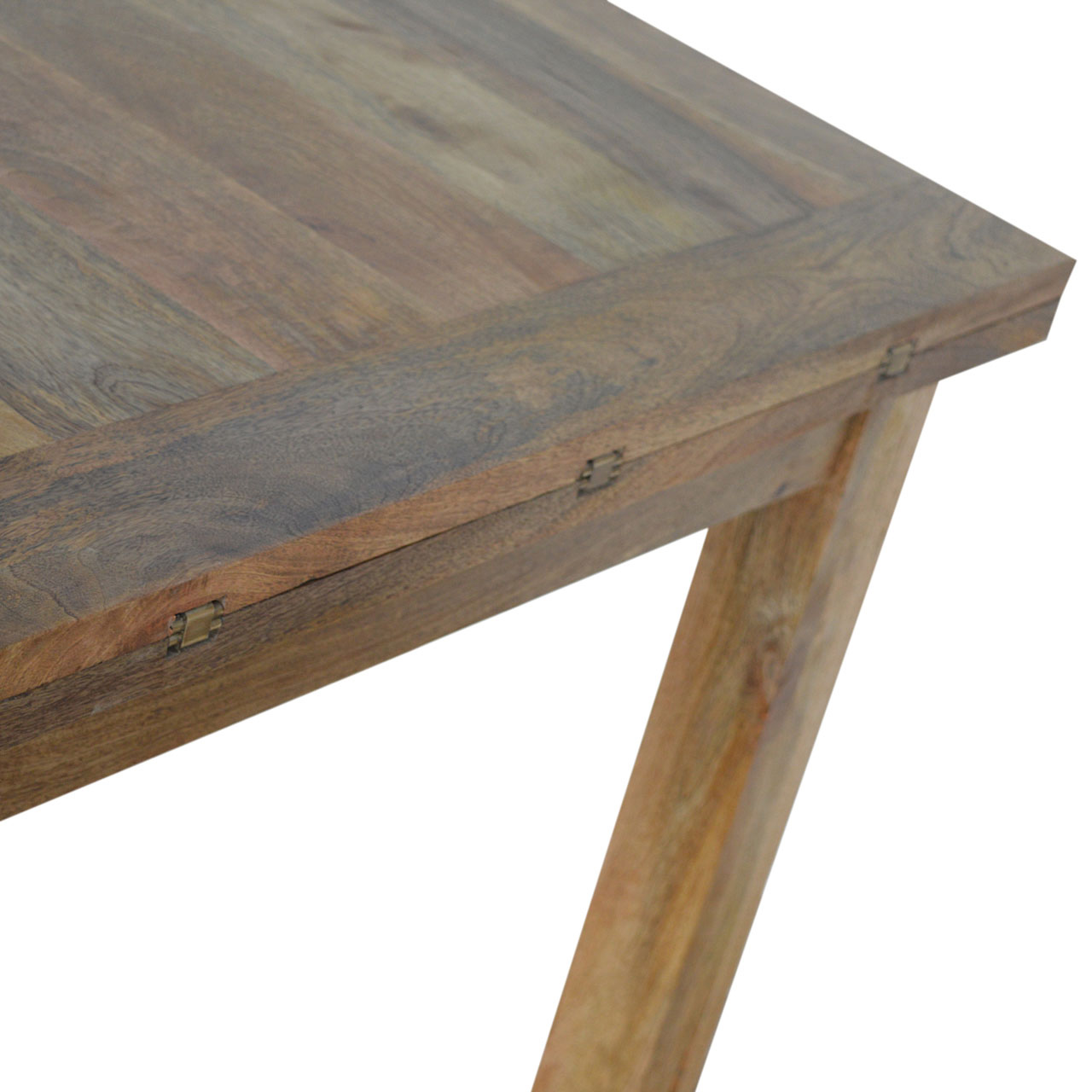 Solid Mango Wood Oak Finished Extendable Butterfly Dining Table - Image 6