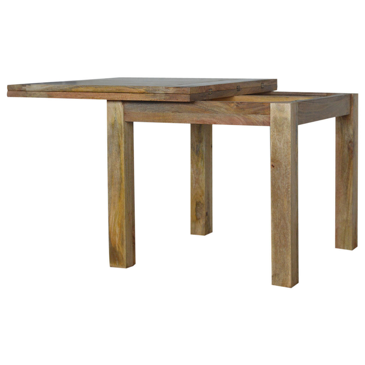 Solid Mango Wood Oak Finished Extendable Butterfly Dining Table - Image 7