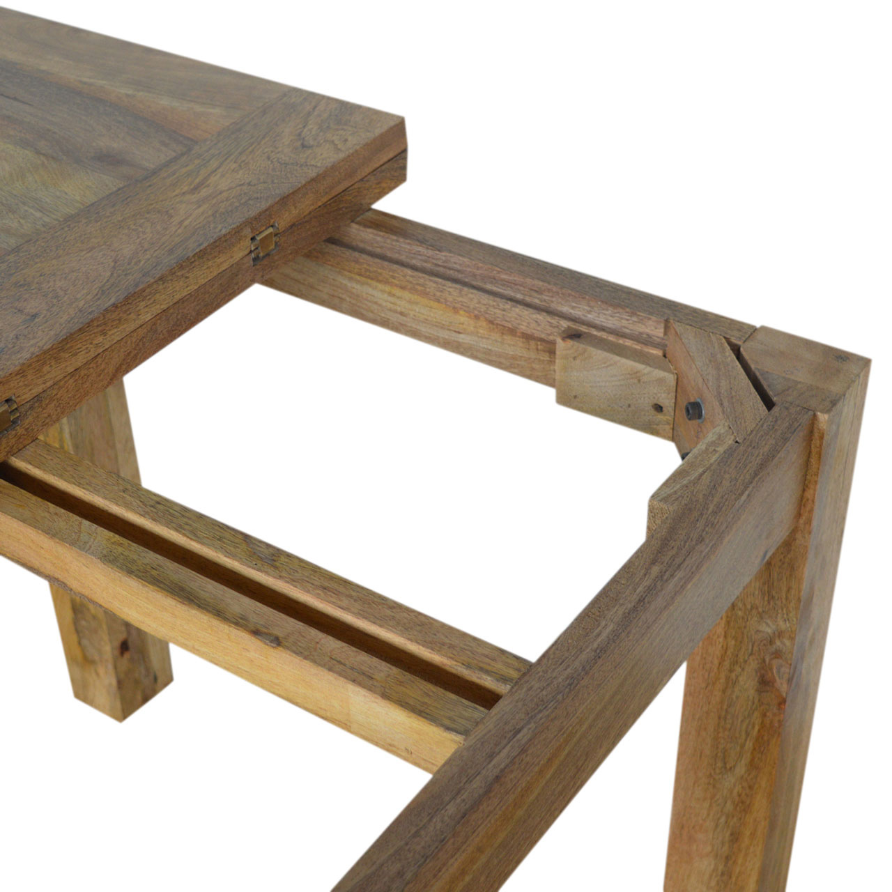 Solid Mango Wood Oak Finished Extendable Butterfly Dining Table - Image 8