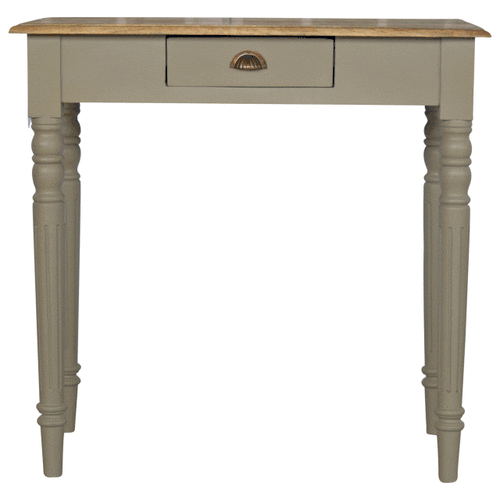 Solid Mango Wood Oak Finished Hand Painted 1 Drawer Writing Desk