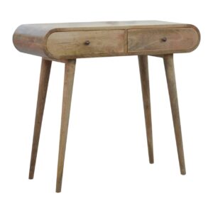 Solid Mango Wood Oak Finished 2 Drawer London Console Table