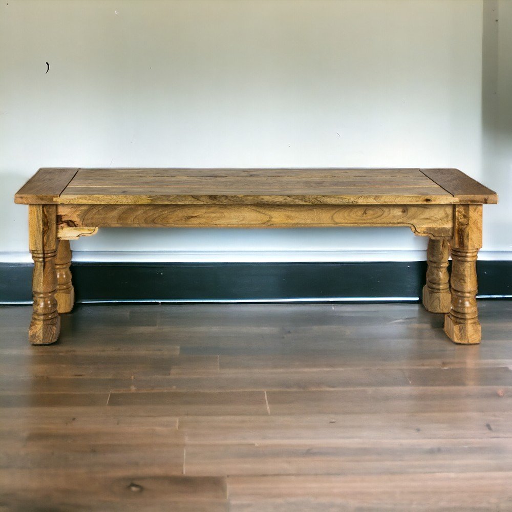Solid Mango Wood Oak Finished Granary Royale Bench