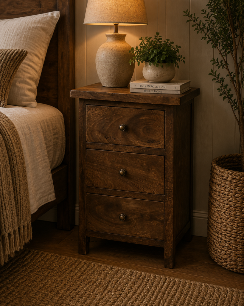 Solid Mango Wood Chestnut Finished 3 Drawer Chest