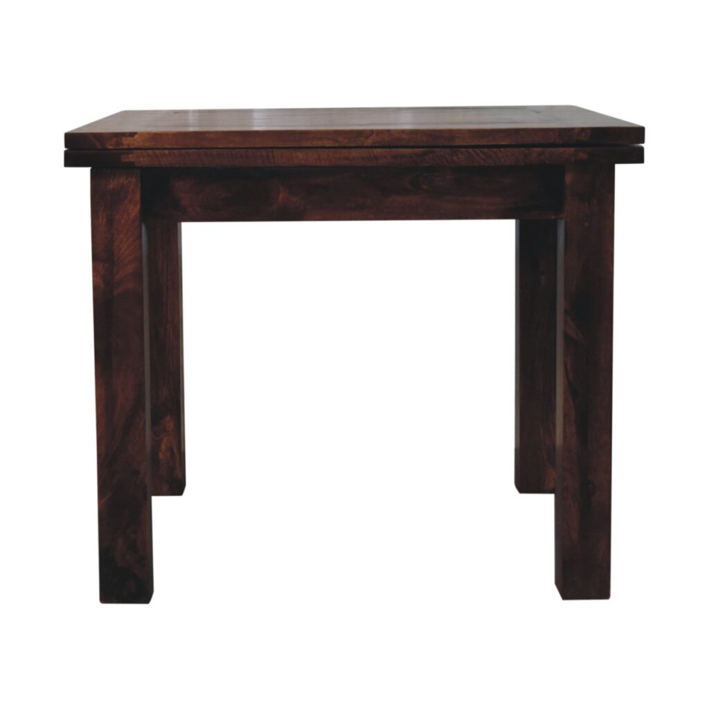 Solid Mango Wood California Walnut Finished Extendable Butterfly Dining Table 90cm