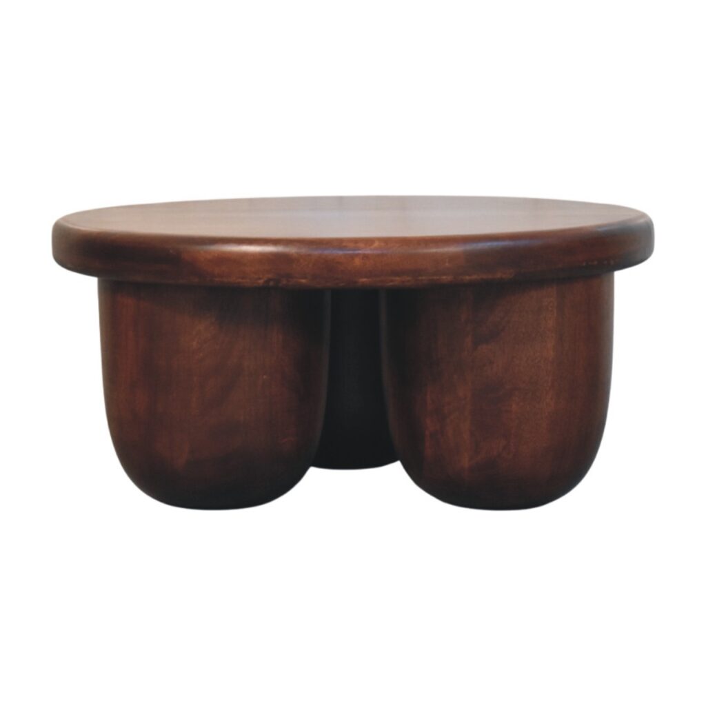 Solid Mango Wood Wine Wood Finished Clara Sculpted Coffee Table