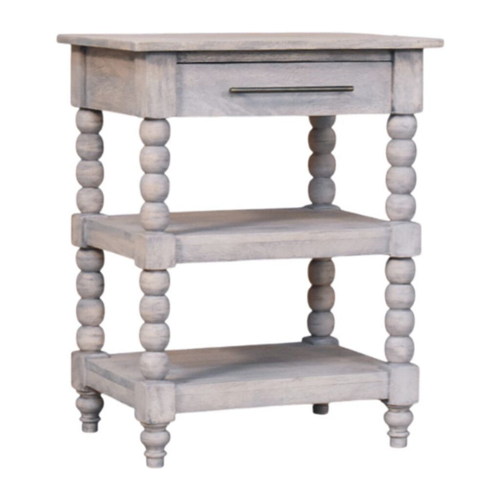 Solid Mango Wood Barclay Acid Wash Finished 1 Drawer Side Table