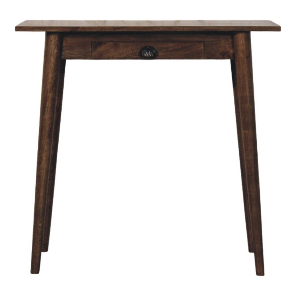 Solid Mango Wood Classic Grey Finished 1 Drawer Nordic Writing Table