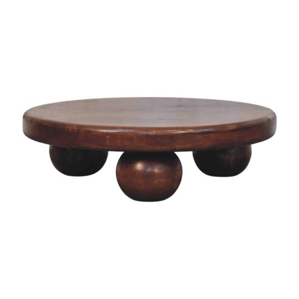 Solid Mango Wood Wine Wood Finished 3 Foot Bola Coffee Table