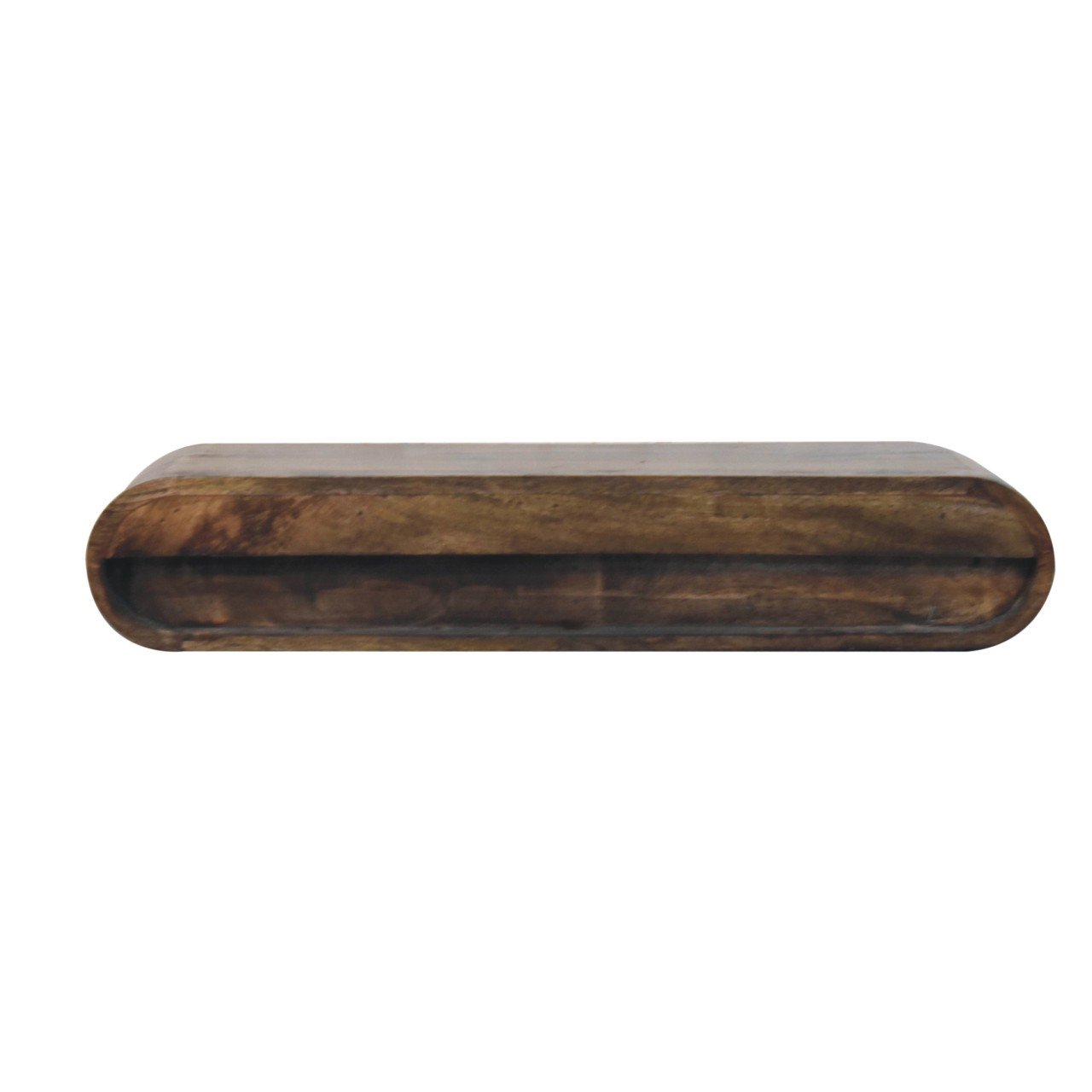 Solid Mango Wood Hand Painted Classic Grey Finished 2 Drawer Contour Floating Wall Console - Image 9