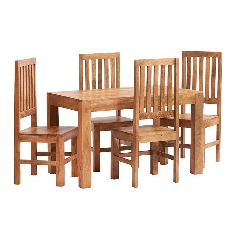 Toko Light Mango 4 FT Dining Set with Wooden Chairs
