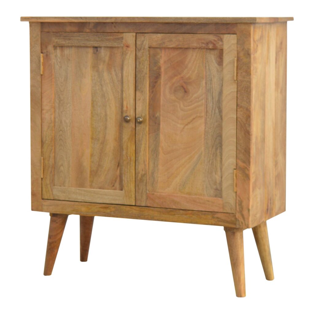Solid Mango Wood Oak Finished 2 Door Cabinet